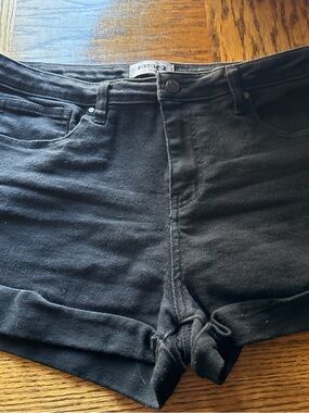 RSQ Black High-Rise Cuff Denim Shorts